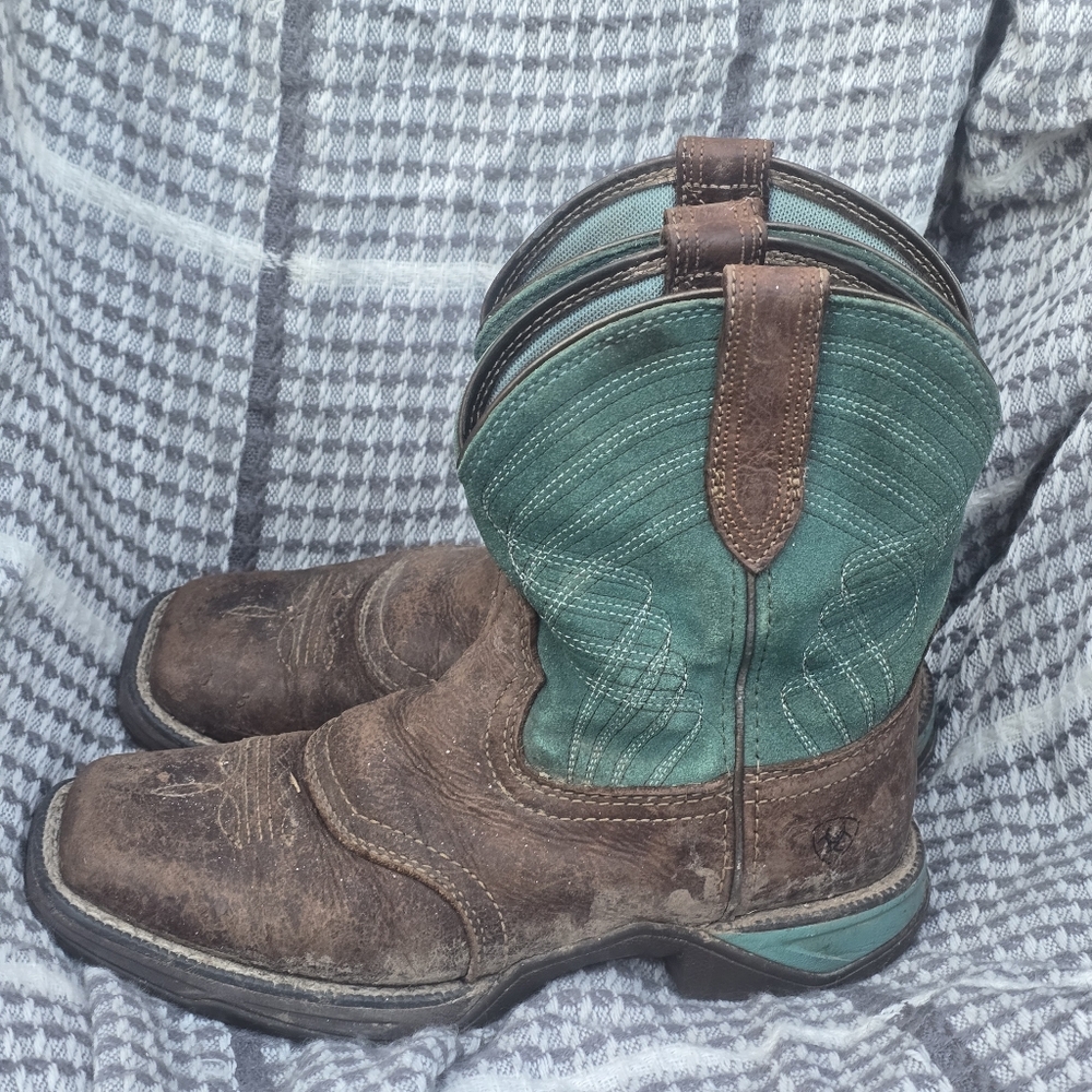 Ariat Brown and Teal Heeled Boots